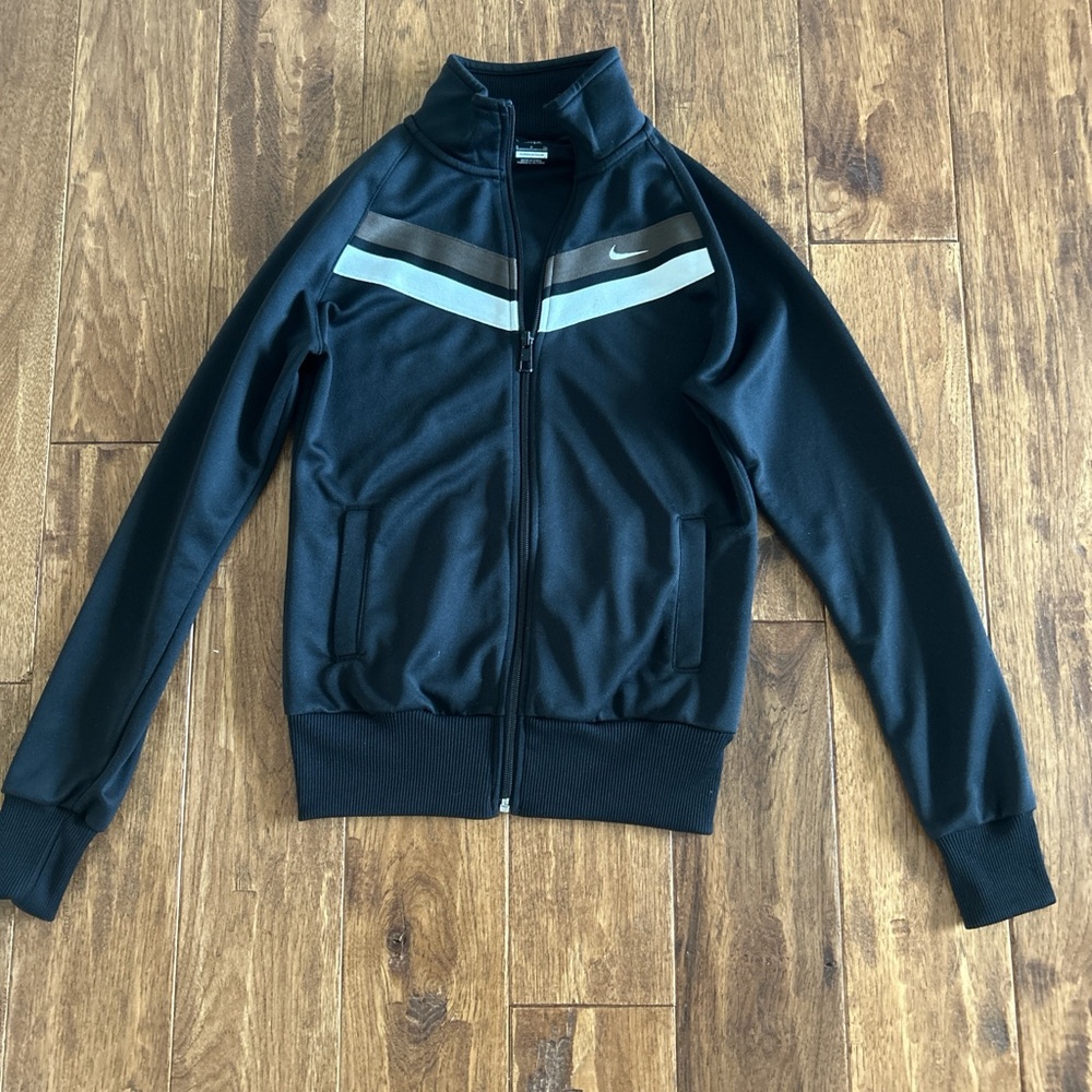 Women’s Nike Black Track Jacket with Gray Stripes